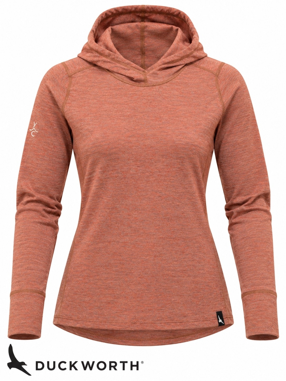 Duckworth Yellowstone Club Merino Wool Sun Hoody Womens Medium Rust Long Sleeve